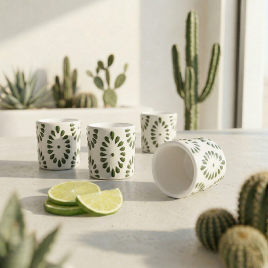 Talavera Shot Glass - White & Green