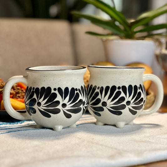 Large handmade hand-painted coffee or tea mug set, cozy gift for mornings