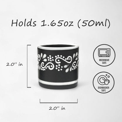 Unique Mexican ceramic shot glass set, perfect for mezcal lovers and collectors. Made in Mexico