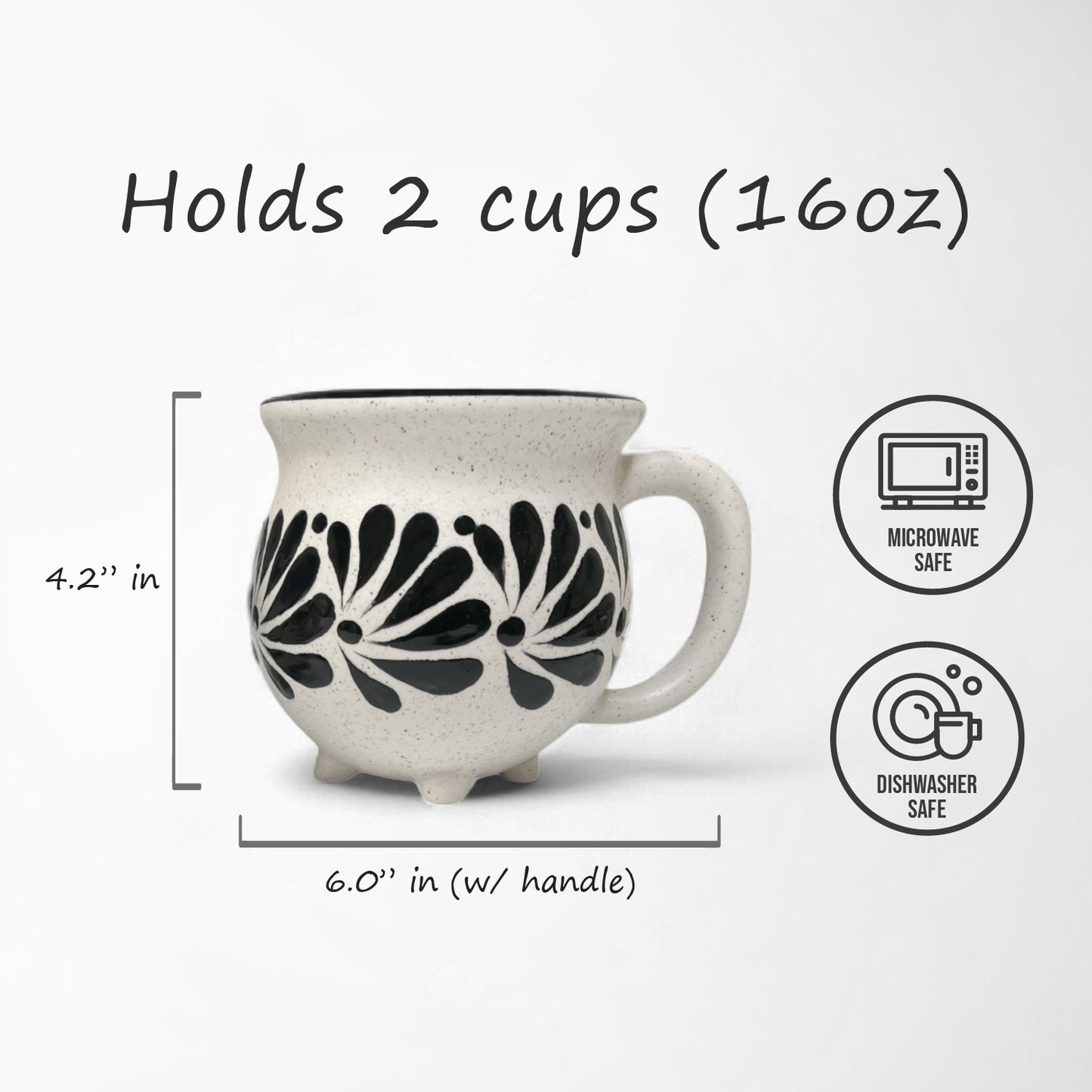 Elegant black and white ceramic coffee or tea mug, wedding or anniversary gift.