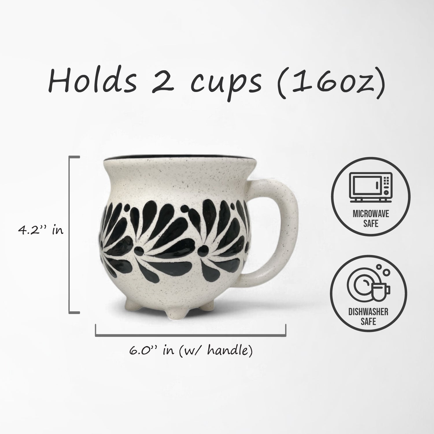 Elegant black and white ceramic coffee or tea mug, wedding or anniversary gift.