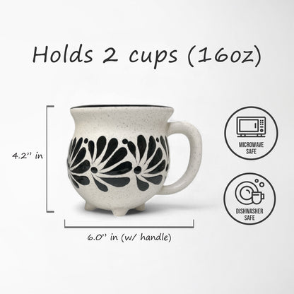 Elegant black and white ceramic coffee or tea mug, wedding or anniversary gift.