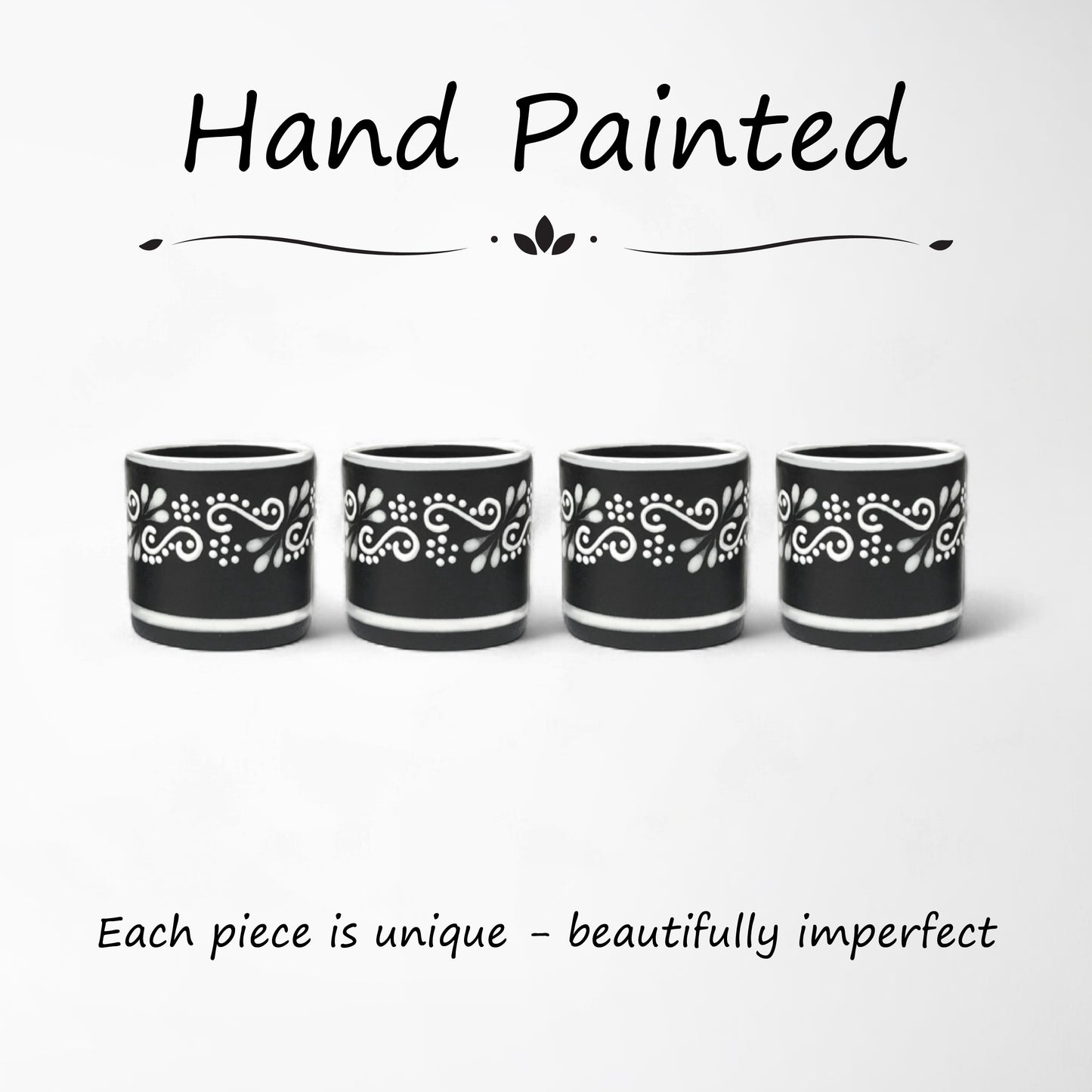Set of four hand-painted mezcal shot glasses for tequila or mezcal tasting