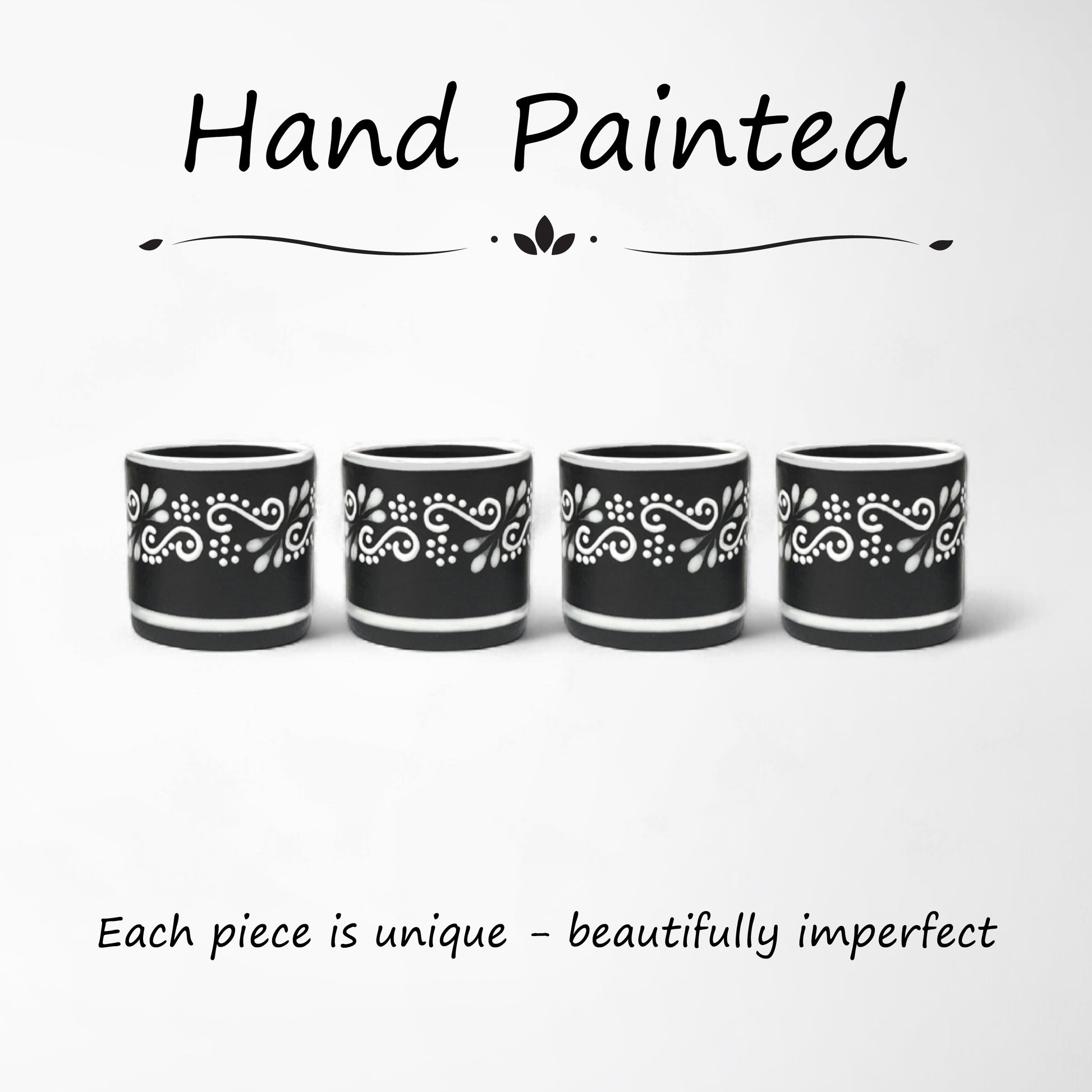 Set of four hand-painted mezcal shot glasses for tequila or mezcal tasting