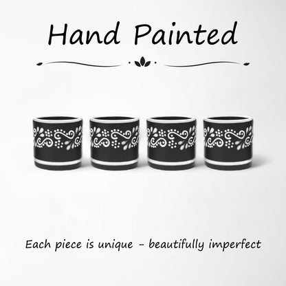 Set of four hand-painted mezcal shot glasses for tequila or mezcal tasting