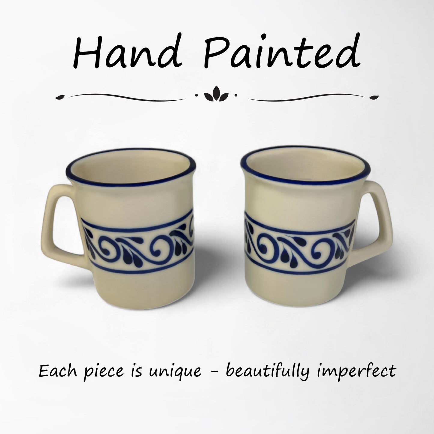 Elegant ceramic mugs with comfortable handles, great for daily use at home or office