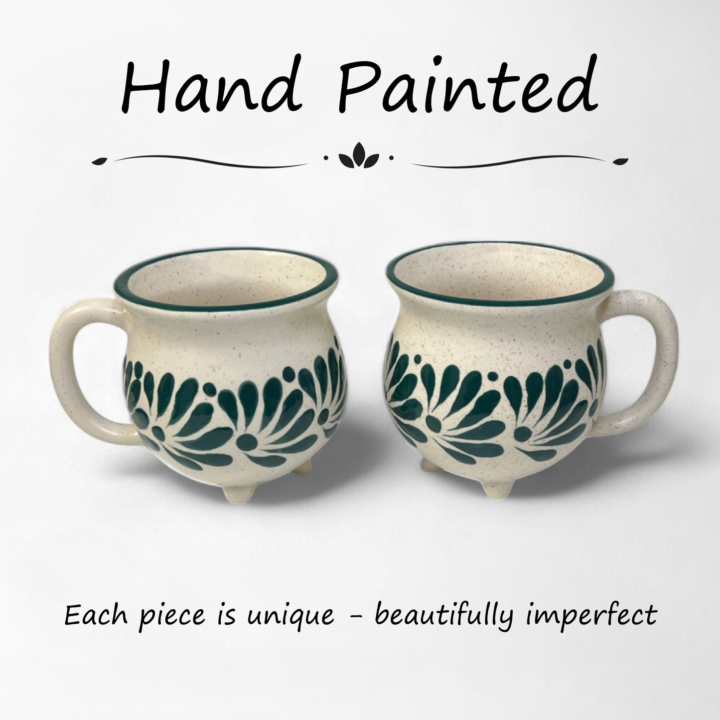 Artisan handmade hand-painted tea or coffee mug set, thoughtful gift for loved ones.