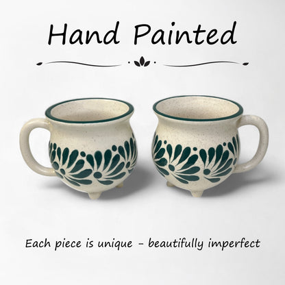 Artisan handmade hand-painted tea or coffee mug set, thoughtful gift for loved ones.