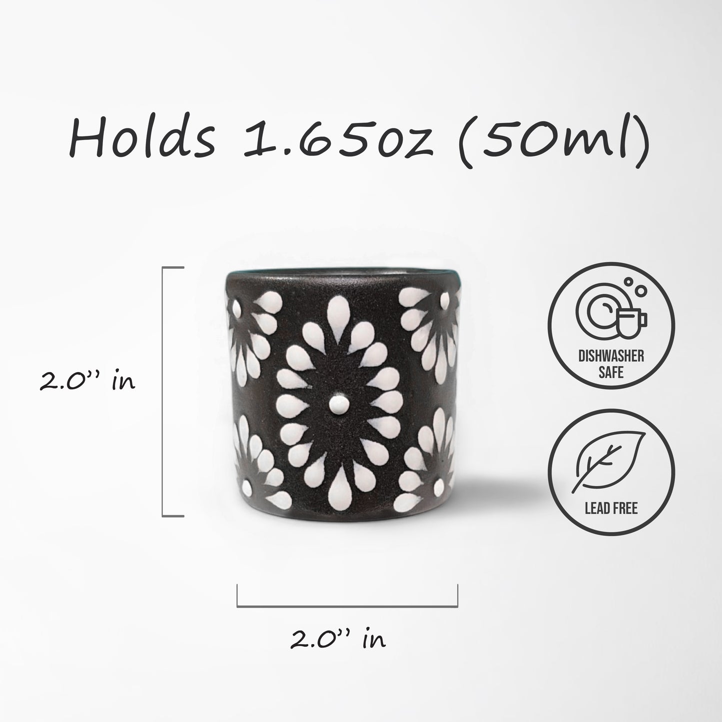 Talavera Shot Glass - Black & White