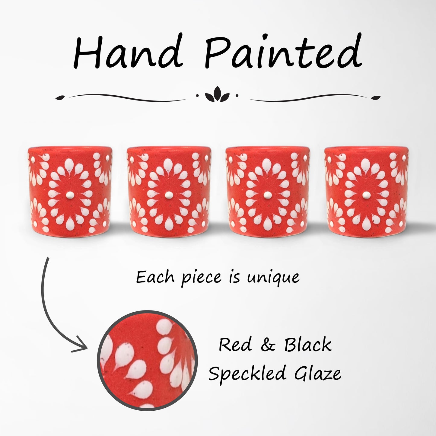 Talavera Shot Glass - Red & White