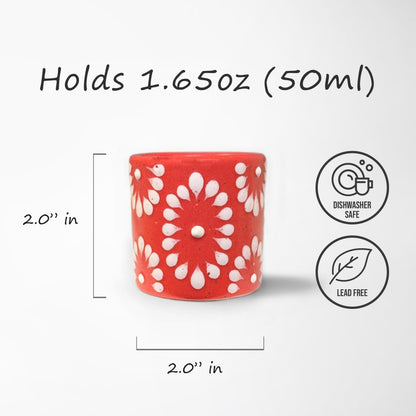 Talavera Shot Glass - Red & White