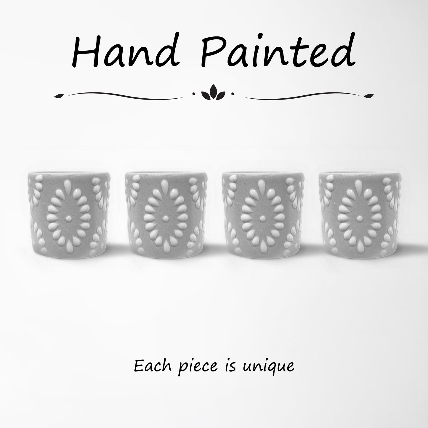Talavera Shot Glass - Grey & White