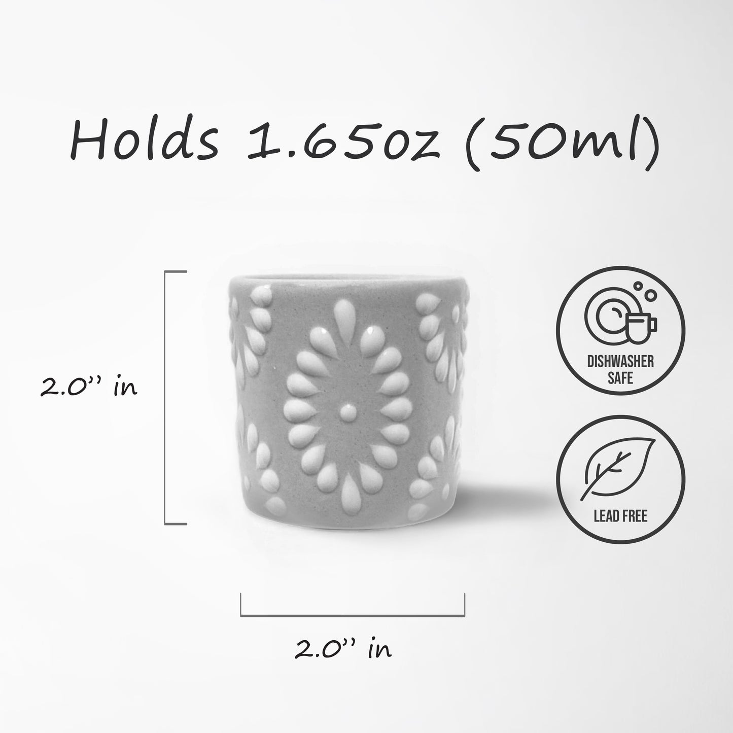 Talavera Shot Glass - Grey & White