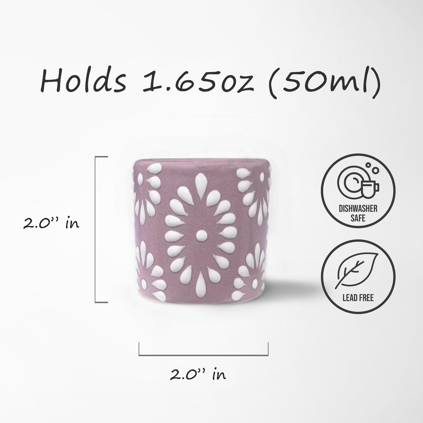 Talavera Shot Glass - Lilac & White