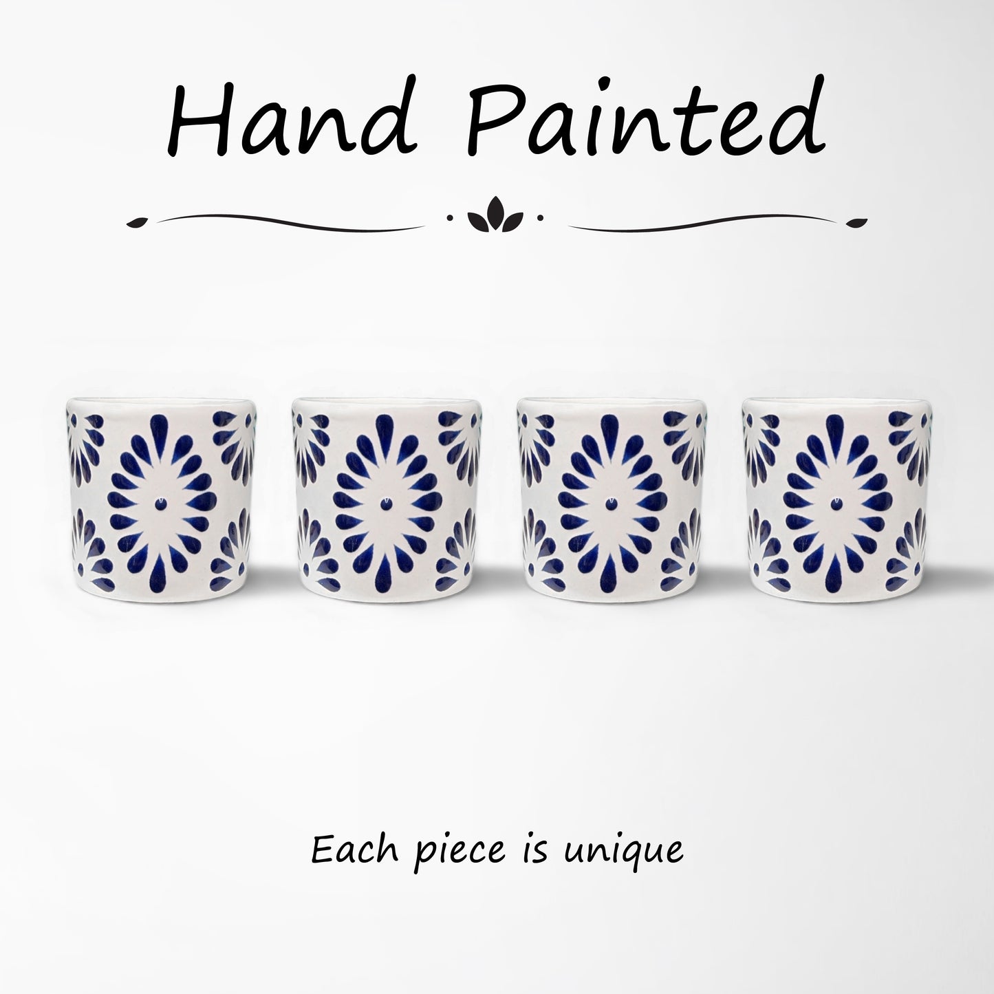Talavera Shot Glass - White & Blue