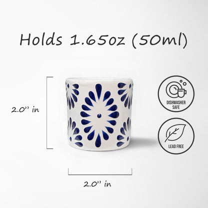 Talavera Shot Glass - White & Blue