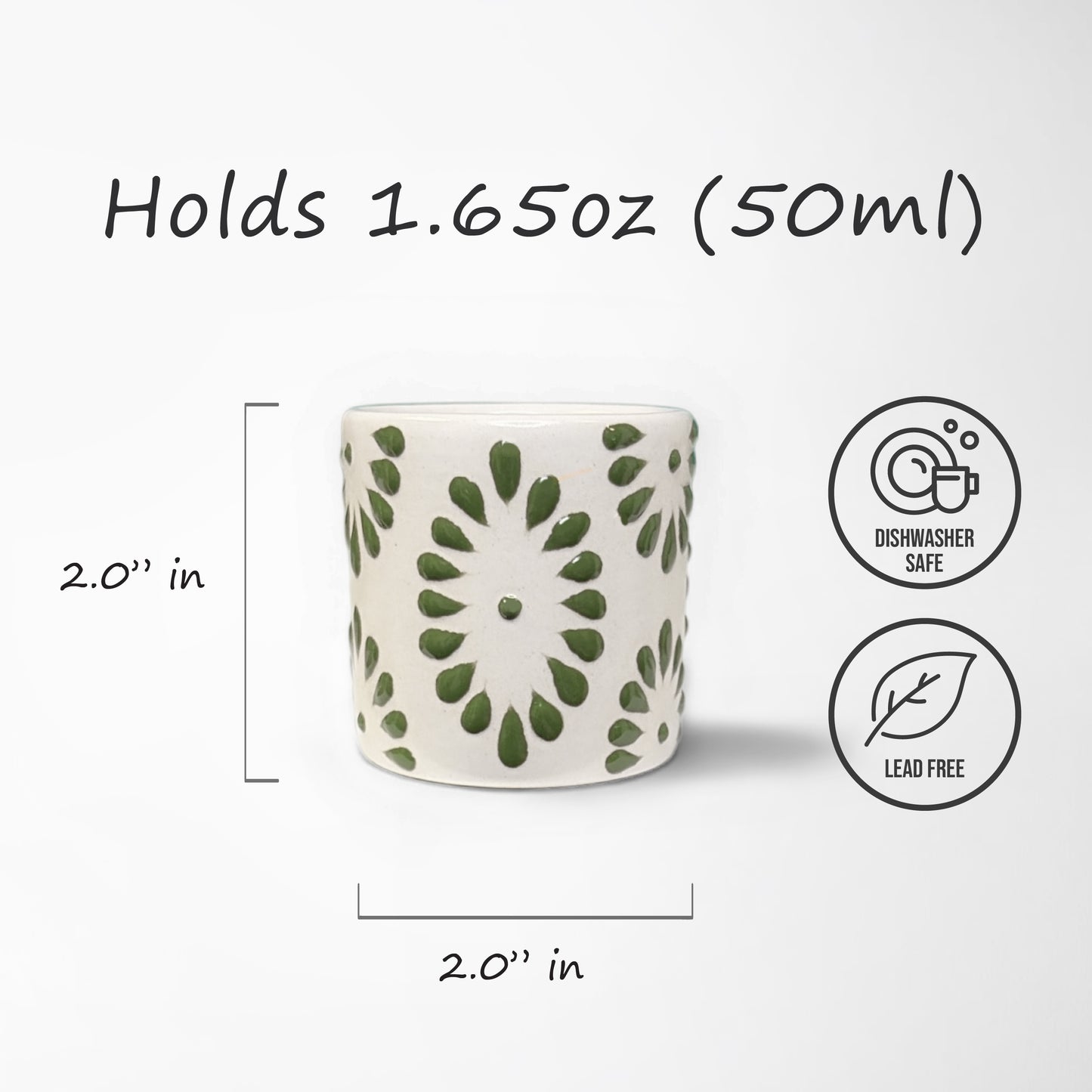 Talavera Shot Glass - White & Green