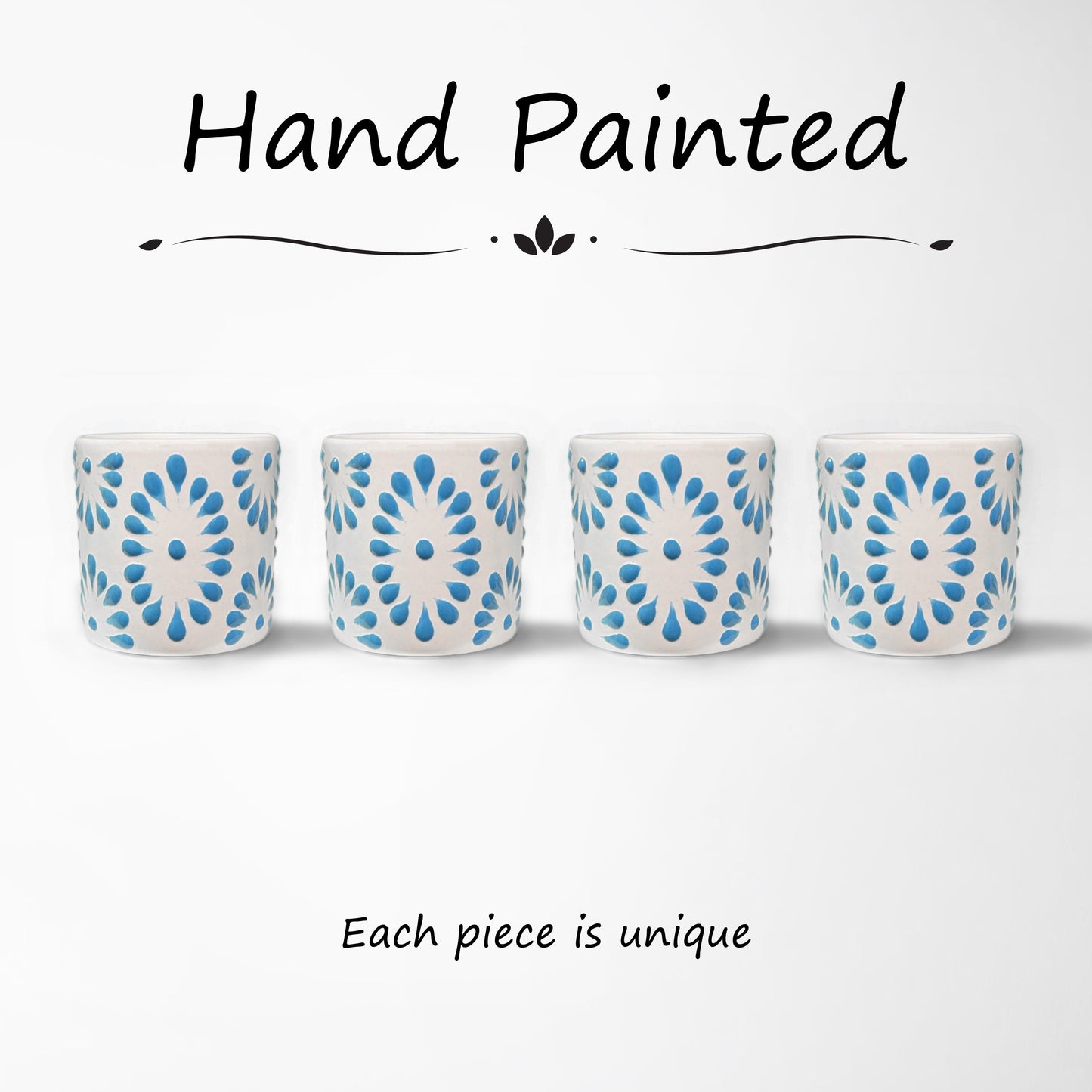 Talavera Shot Glass - White & Turquiose