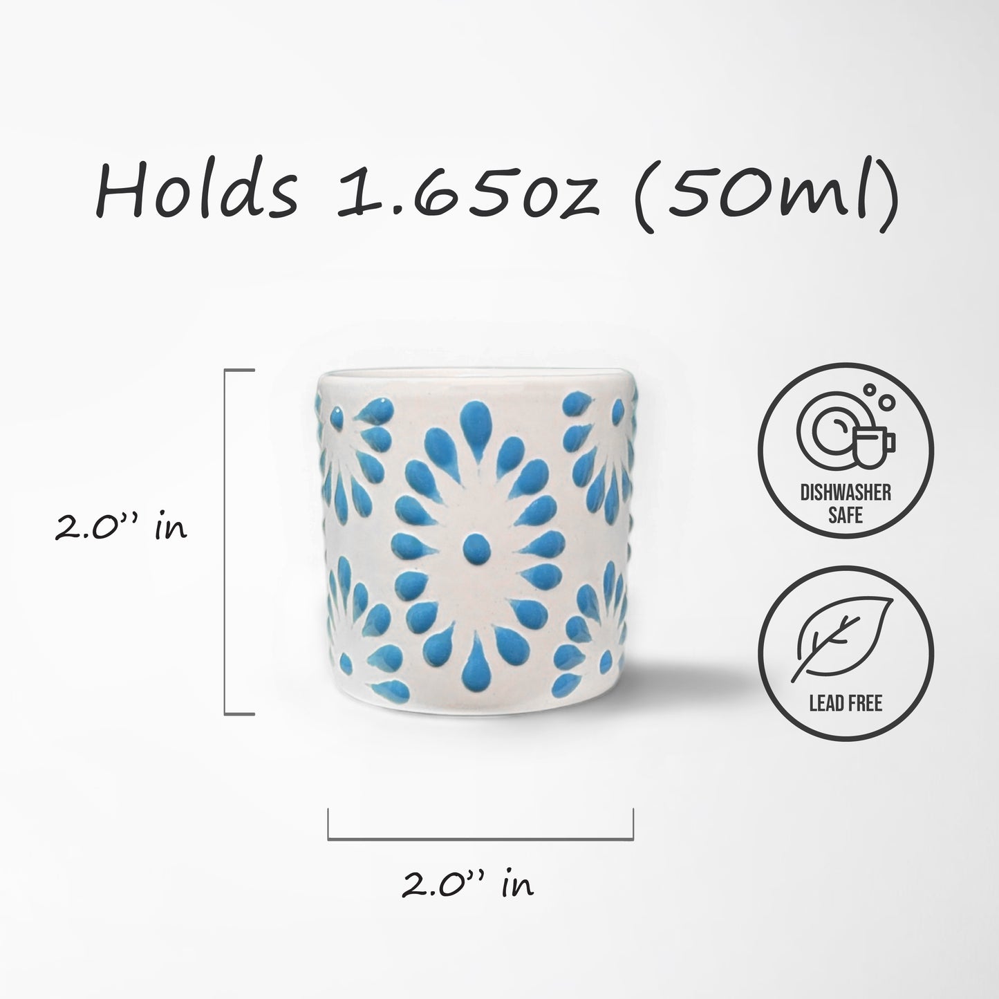 Talavera Shot Glass - White & Turquiose