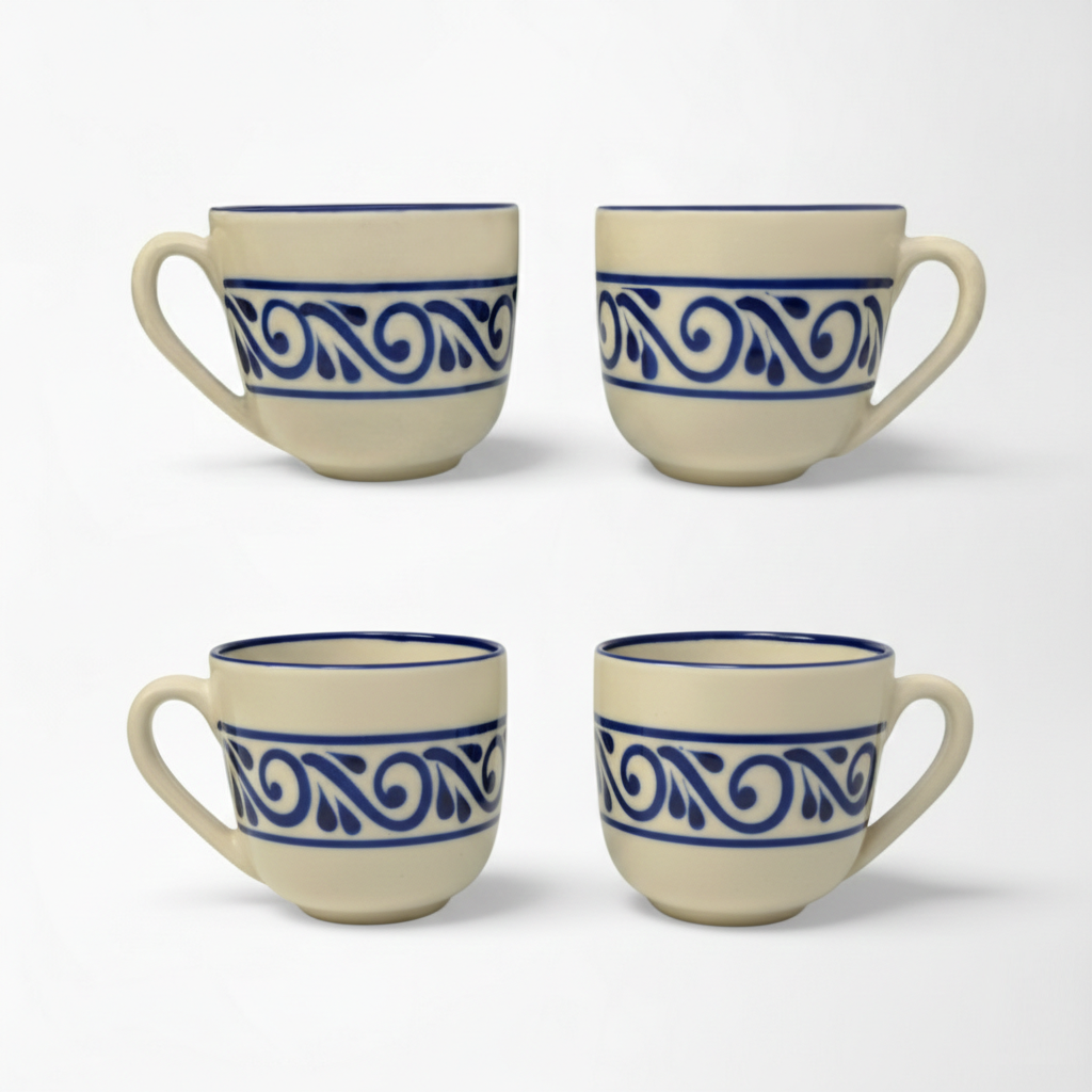 Café Mug Set of 4 - Tribal Blue