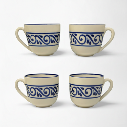 Café Mug Set of 4 - Tribal Blue