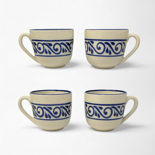 Café Mug Set of 4 - Tribal Blue