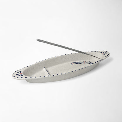 Hand-painted ceramic incense holder for burning incense sticks, perfect for meditation, yoga, or home decor