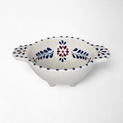 decorative ceramic smudge bowl for burning sage and palo santo, perfect for altar use. hand made and painted in Mexico. 