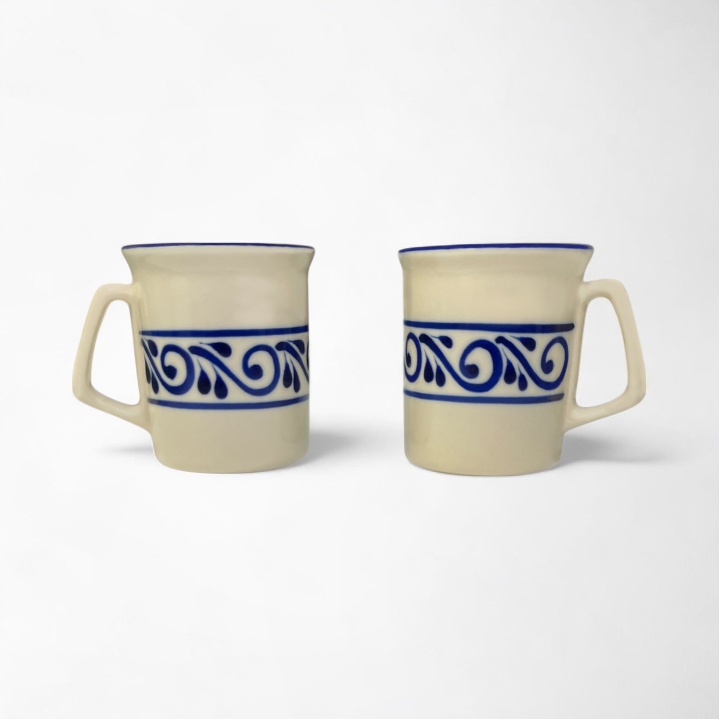 Set of two handcrafted mugs, combining everyday practicality with colorful, artistic flair. Made in Mexico