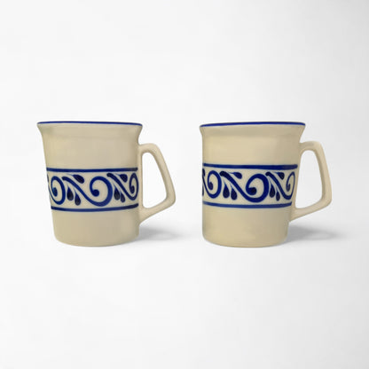 Handcrafted ceramic mug set with blue talavera design. holds 12oz. 