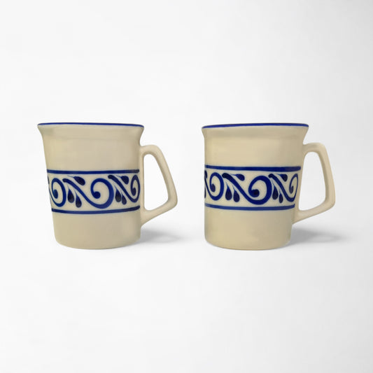 Handcrafted ceramic mug set with blue talavera design. holds 12oz. 
