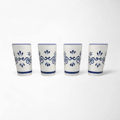 Set of four hand-painted ceramic shot glasses, perfect for tequila, mezcal, or cocktails