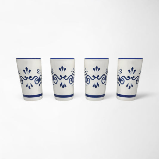 Set of four hand-painted ceramic shot glasses, perfect for tequila, mezcal, or cocktails